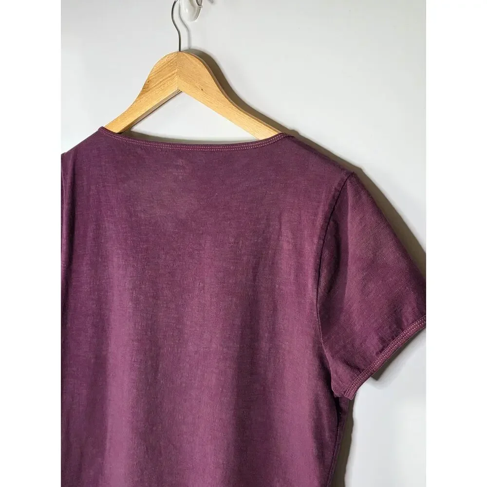 J Crew Organic Slub Cropped Short sleeve T-shirt Basic Scoop Neck Tee - Plum XL